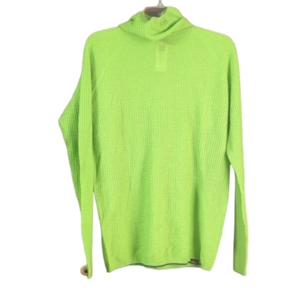 Patagonia Mens Capilene Air Hoodie Base Layer Neon Green Knit Merino Wool Large - Picture 1 of 10